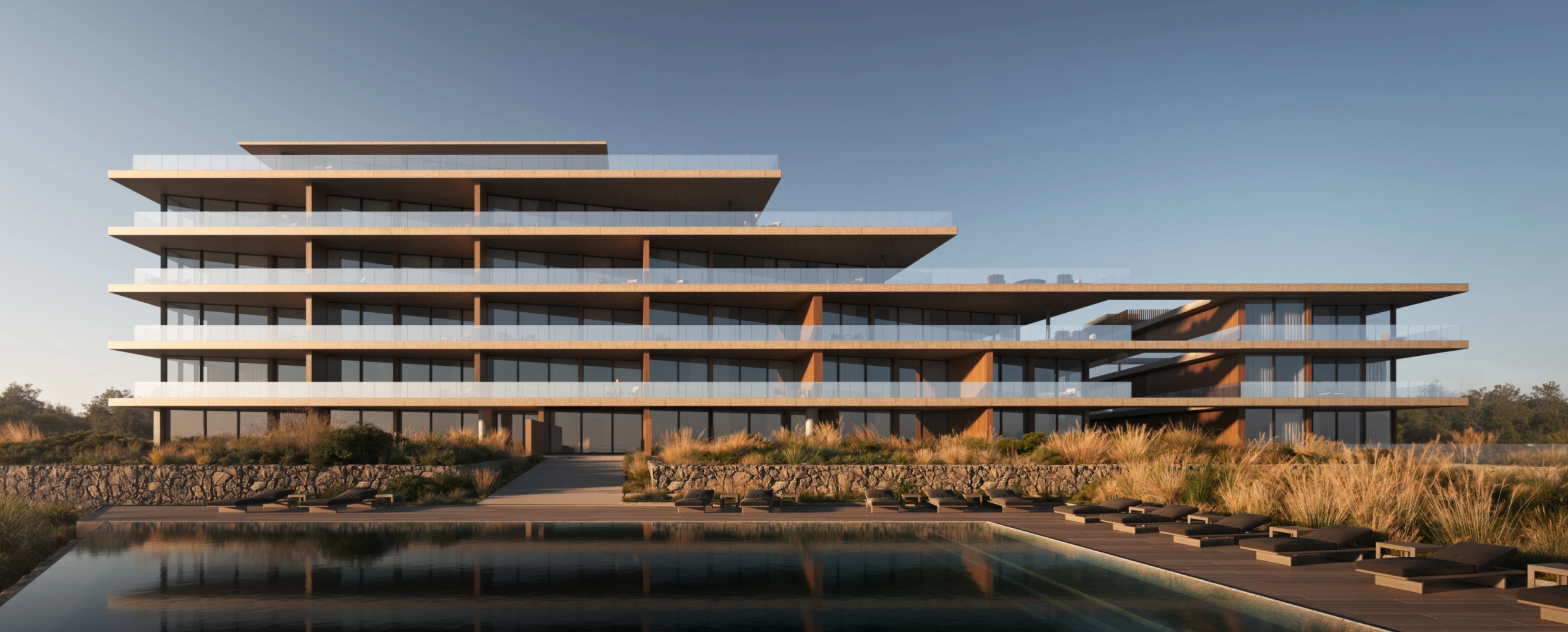 Lujosa terraza con vista panorámica al mar Amplia terraza de diseño moderno con muebles de exterior de alta gama, perfecta para disfrutar de cenas al aire libre con vistas al océano.