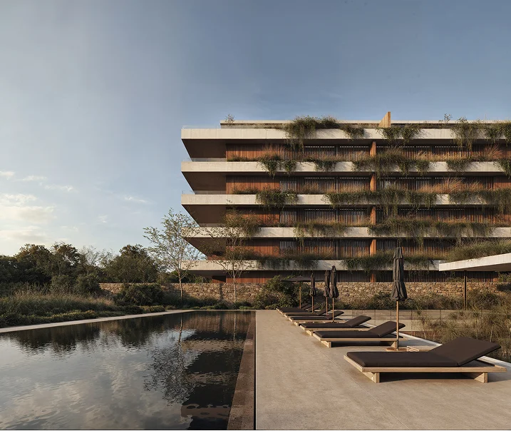 Espacios diseñados para conectar con el entorno natural, fusionando diseño contemporáneo y paisaje.